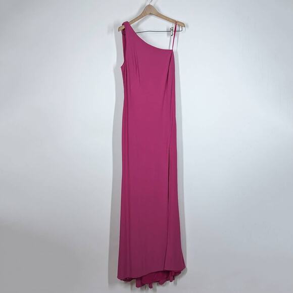 Ieena for Mac Duggal Pink Jersey One Shoulder Drape Back Gown Size 8 26512 - Picture 4 of 13